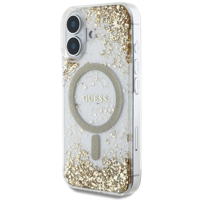 Husa premium pentru  iPhone 16 compatibila MagSafe Guess Luxury Series - Auriu