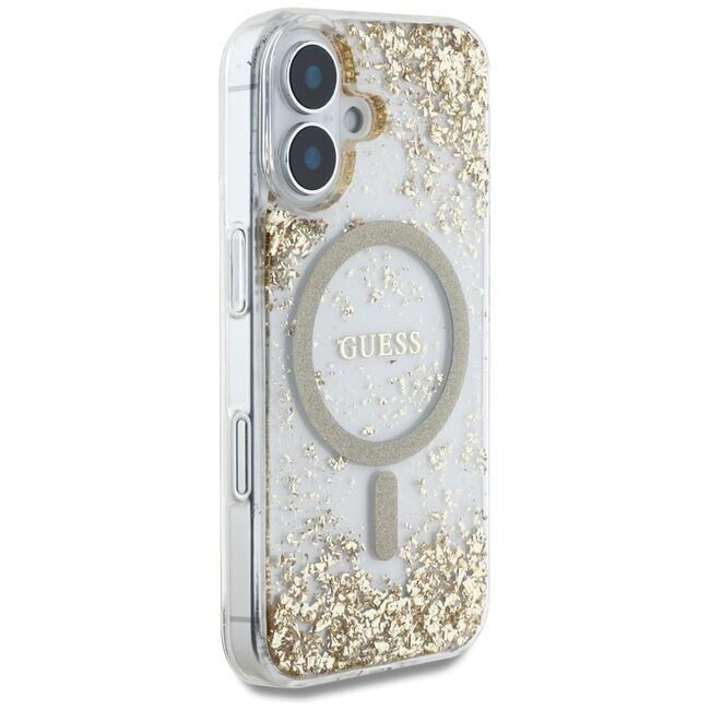 Husa premium pentru  iPhone 16 compatibila MagSafe Guess Luxury Series - Auriu