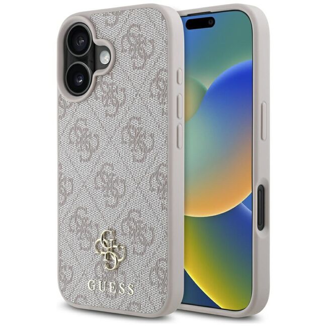 Husa premium pentru  iPhone 16 compatibila MagSafe Guess Luxury Series - Roz neon