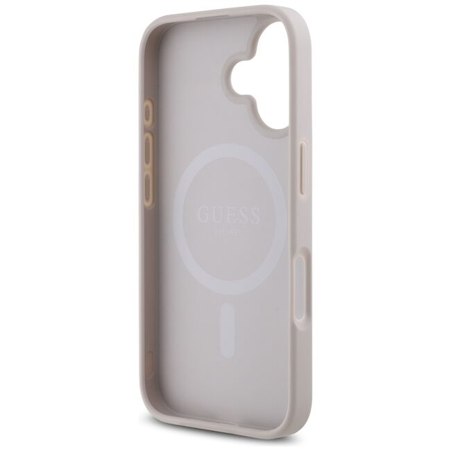 Husa premium pentru  iPhone 16 compatibila MagSafe Guess Luxury Series - Roz neon