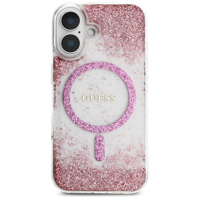 Husa premium pentru  iPhone 16 compatibila MagSafe Guess Luxury Series - Roz pal