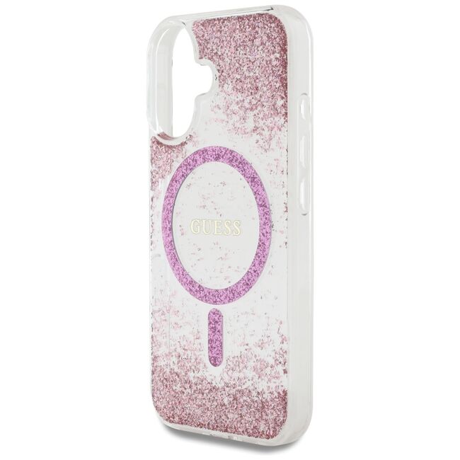 Husa premium pentru  iPhone 16 compatibila MagSafe Guess Luxury Series - Roz pal