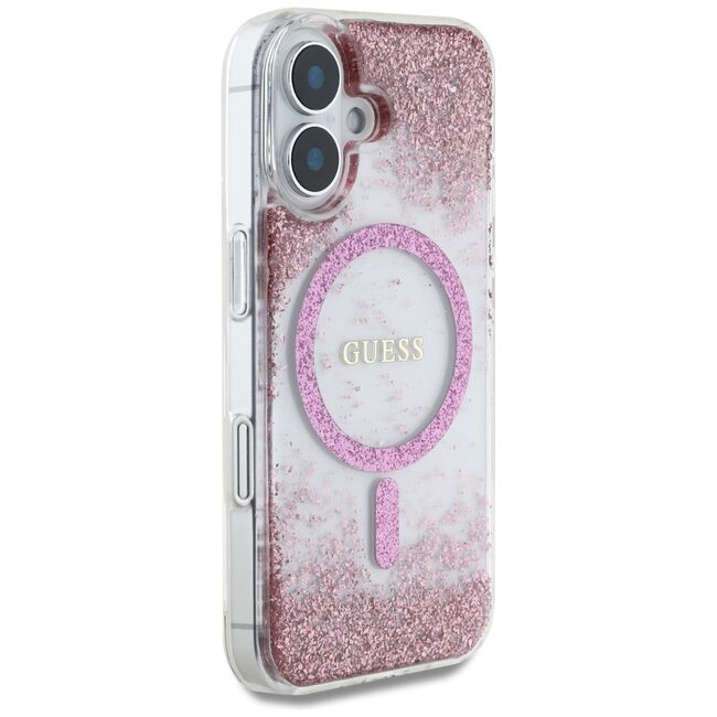 Husa premium pentru  iPhone 16 compatibila MagSafe Guess Luxury Series - Roz pal