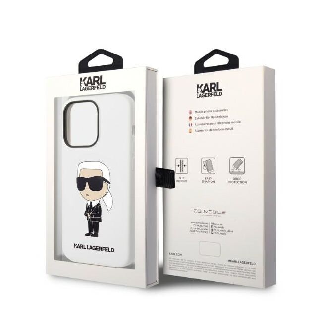 Husa premium pentru iPhone 14 Pro Karl Lagerfeld superior quality - alb arctic