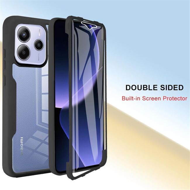 Pachet 360: Husa cu folie integrata pentru  Xiaomi Redmi Note 14 4G Protectie 360 fata spate - Mov
