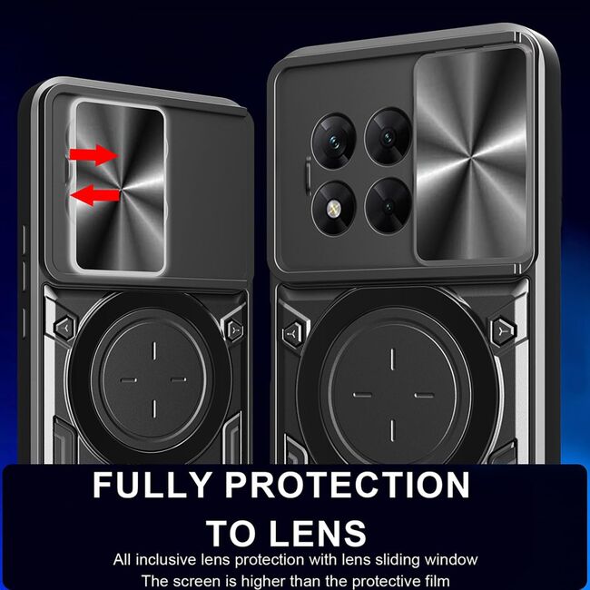 Husa pentru  OnePlus 13R cu protecție pentru cameră și suport magnetic integrat Ring Shockproof, Roz neon