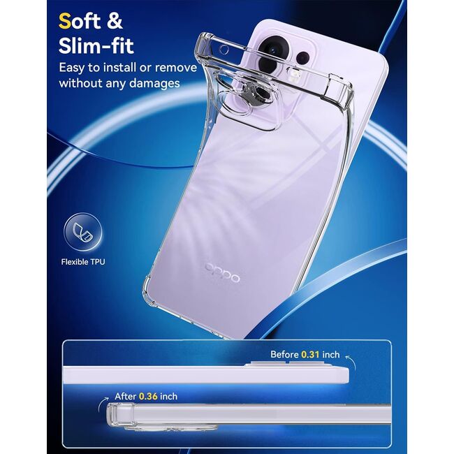 Husa pentru  Oppo Reno 13F, 13FS 4G, 5G Slim Anti-Shock 1.5mm reinforced 4 corners, Transparent