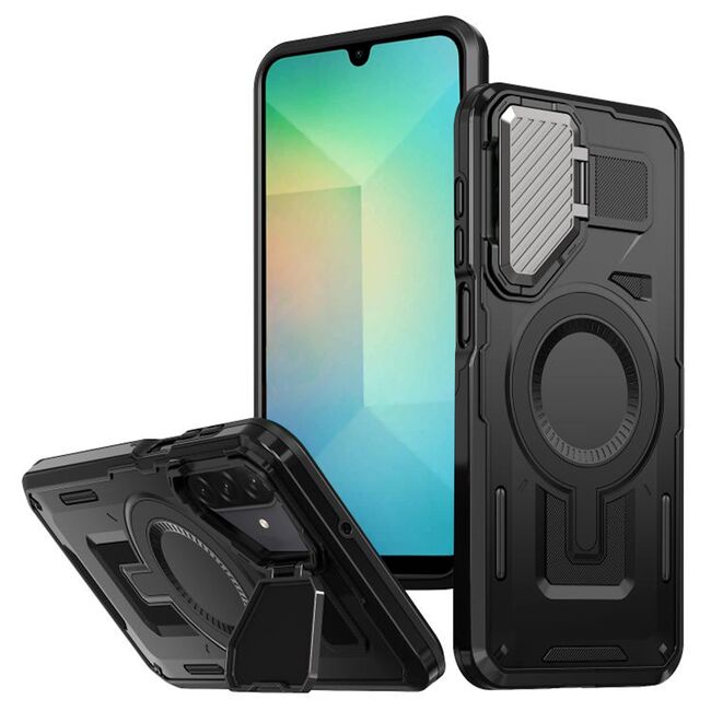 Husa pentru  Samsung Galaxy A26 compatibla MagSafe, Rugged Shockproof Magnetic, Camera Cover, Built-in Kickstand - Negru