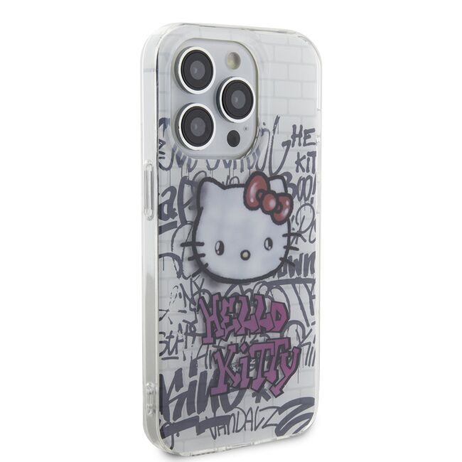 Husa premium pentru  iPhone 15 Pro Hello Kitty Funcky Series - Alb arctic