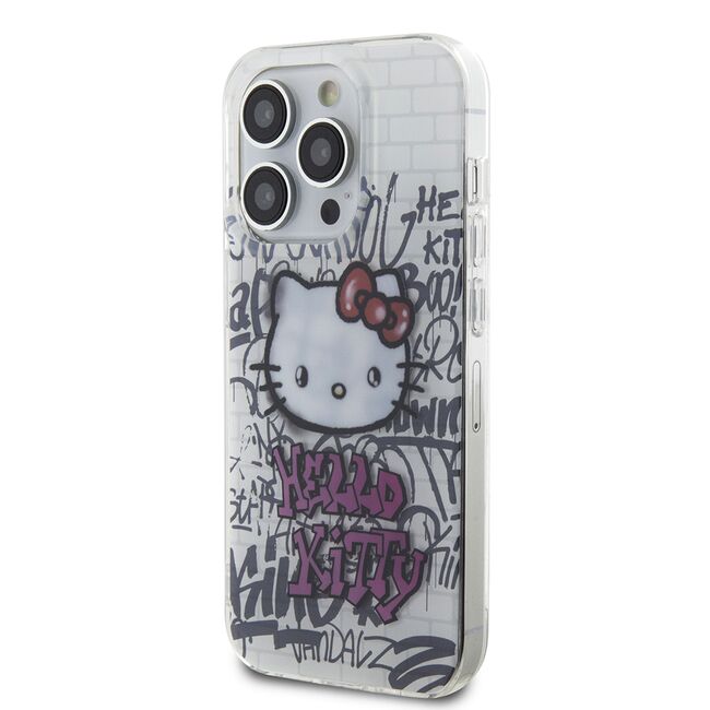 Husa premium pentru  iPhone 15 Pro Hello Kitty Funcky Series - Alb arctic