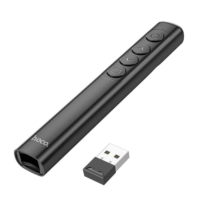 Telecomanda pentru prezentari cu laser pointer lumina rosie Hoco GM202, Conectivitate Wireless 2.4Ghz, negru