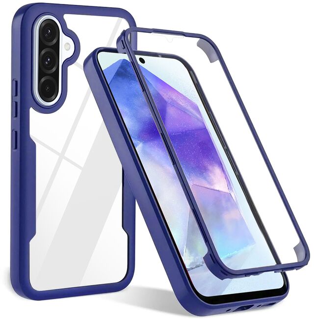 Pachet 360: Husa cu folie integrata pentru Samsung Galaxy A56 Cover 360 fata / spate - albastru