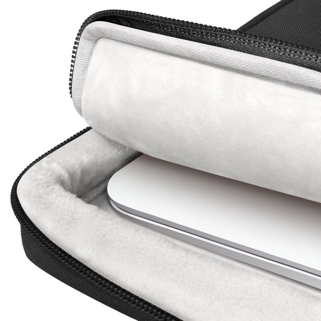 Geantă Premium Elegantă și Practică pentru Laptop 13 - 14 si tableta, compatibila Macbook, Lenovo, Microsoft, Acer, HP, Asus, cu Protecție Antişoc, Interior Moale, Compartimente Suplimentare și Design Modern, negru