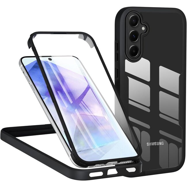Pachet 360: Husa cu folie integrata pentru Samsung Galaxy A56 Cover 360 fata / spate - negru