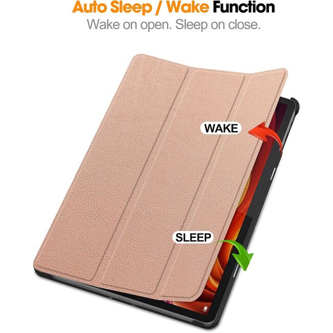 Husa pentru  Lenovo Tab K11 Plus 11.45 inch tip stand functie sleep/wake-up, protectie 360 - Roz