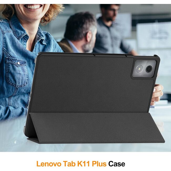 Husa pentru  Lenovo Tab K11 Plus 11.45 inch tip stand functie sleep/wake-up, protectie 360 - Negru