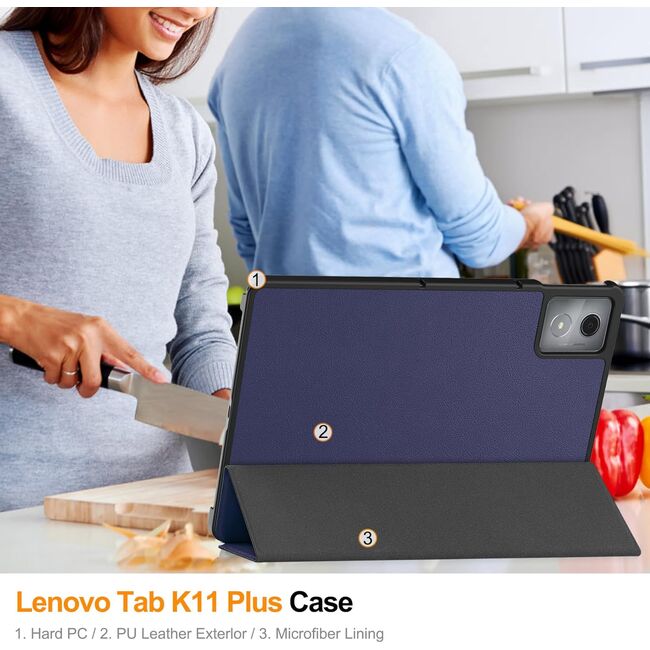 Husa pentru  Lenovo Tab K11 Plus 11.45 inch tip stand functie sleep/wake-up, protectie 360 - Albastru