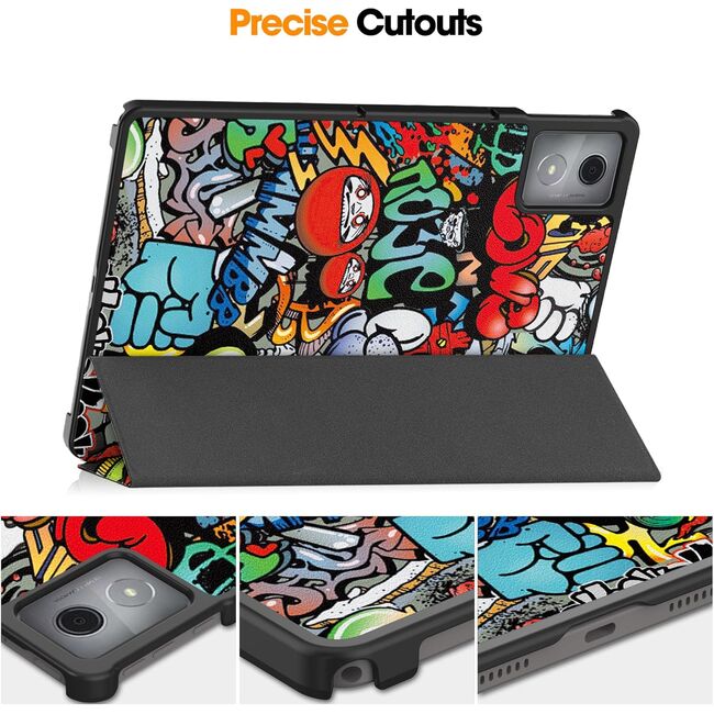 Husa pentru  Lenovo Tab K11 Plus 11.45 inch tip stand functie sleep/wake-up, protectie 360 - Graffiti