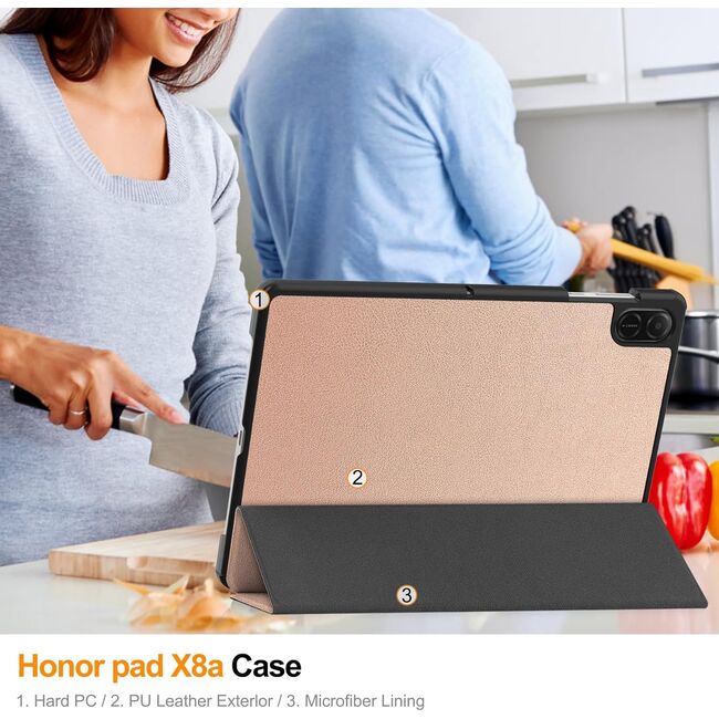 Husa pentru Honor Pad X8a tip stand functie sleep/wake-up, protectie 360 - Roz