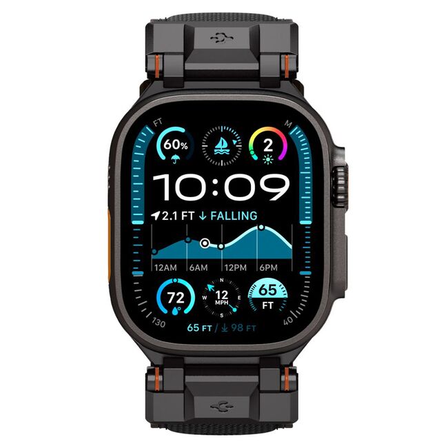 Curea premium pentru Apple Watch 6 / 7 / 8 / 9 / 10 / SE / ULTRA 1 / 2 (44 / 45 / 46 / 49 MM) Spigen - DuraPro Armor - Negru