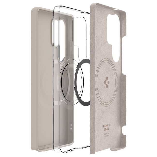 Husa pentru  Samsung Galaxy S25 Ultra Spigen - Silicone Fit MagSafe - Bej