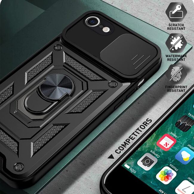 Husa pentru  iPhone 16e Ring Armor Kickstand Tough Rugged Cover cu protectie camera, Albastru