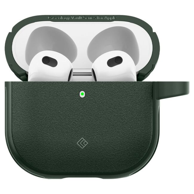 Husa pentru Airpods 4 Spigen - Protection Case Caseology Vault, ir Space Technology, Aluminum Holder - Verde