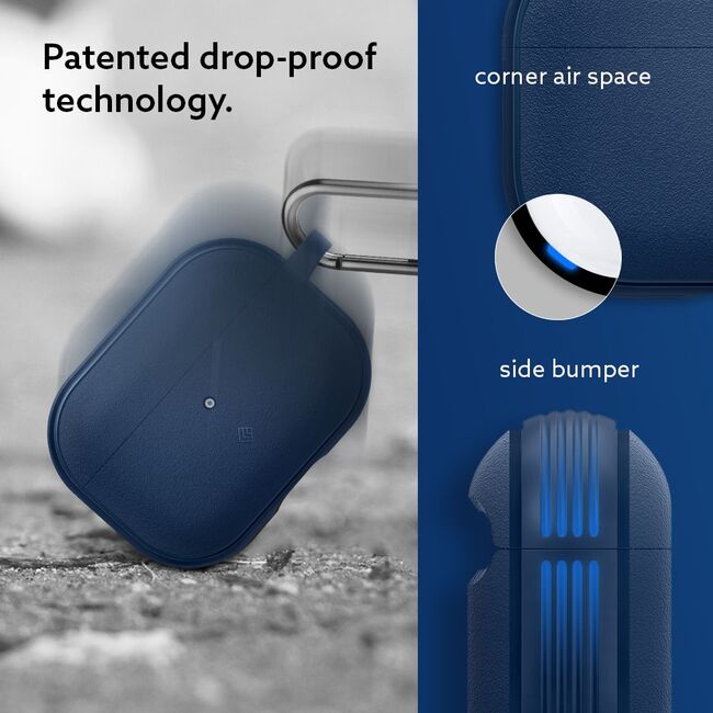 Husa pentru Airpods Pro 1 / 2 Spigen - Protection Case Caseology Vault, ir Space Technology, Aluminum Holder - Albastru