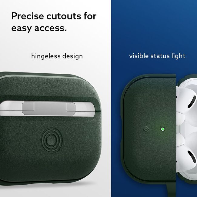 Husa pentru Airpods Pro 1 / 2 Spigen - Protection Case Caseology Vault, ir Space Technology, Aluminum Holder - Verde
