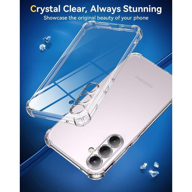 Set: Folie din sticla + Husa pentru  Samsung Galaxy A56 Slim Anti-Shock 1.5mm reinforced 4 corners, Transparent