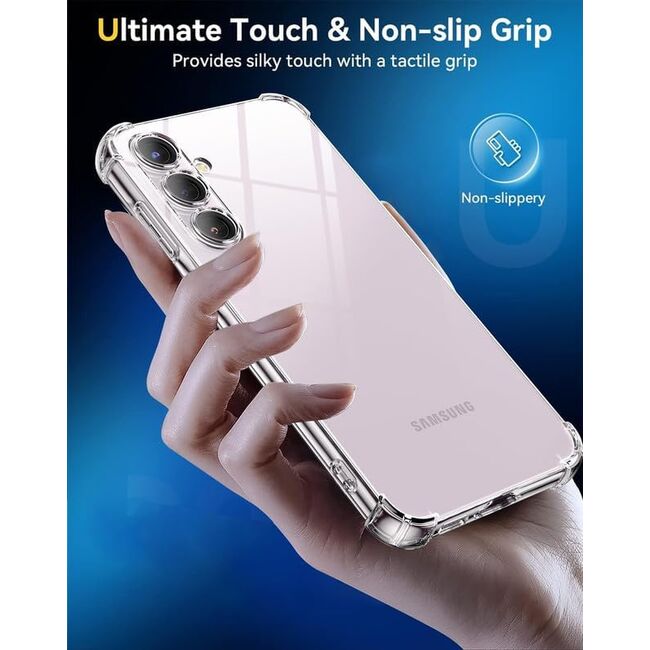 Set: Folie din sticla + Husa pentru  Samsung Galaxy A56 Slim Anti-Shock 1.5mm reinforced 4 corners, Transparent