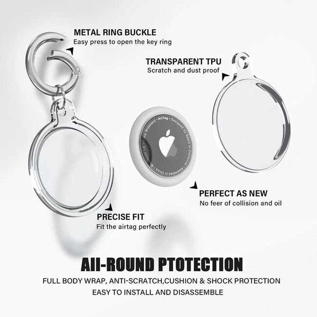 [Pachet 4x] Husa Apple AirTag Techsuit CT15 tip breloc chei, transparent
