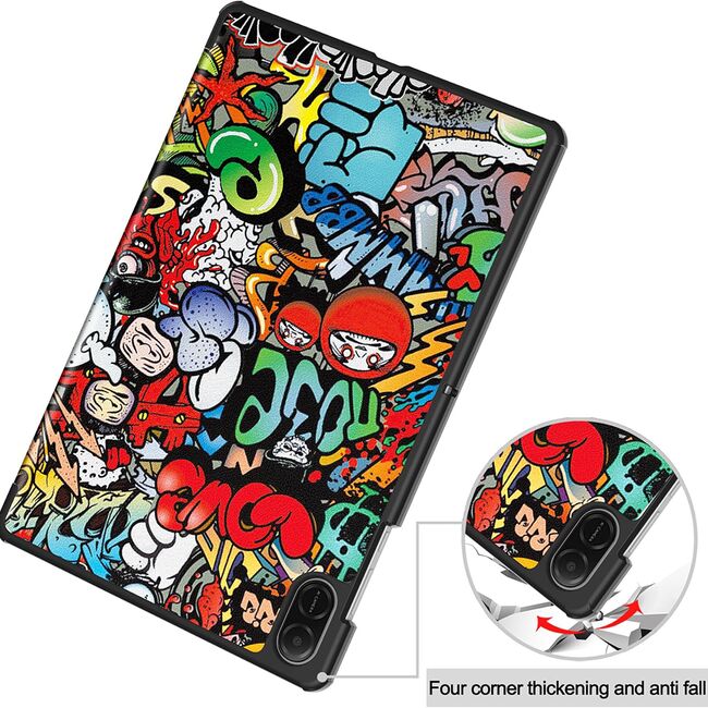 Husa pentru Honor Pad X8a tip stand functie sleep/wake-up, protectie 360 - Graffiti