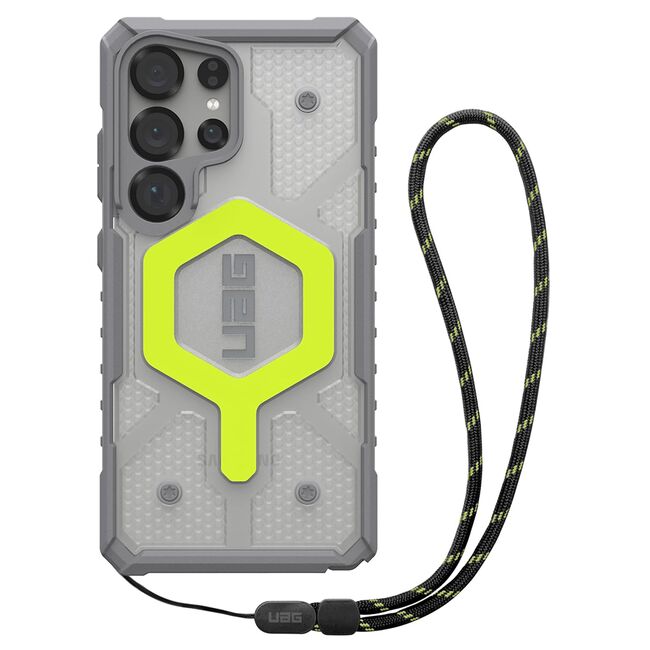 Husa Samsung Galaxy S25 Ultra UAG Pathfinder Clear MagSafe, Active Neon Lanyard
