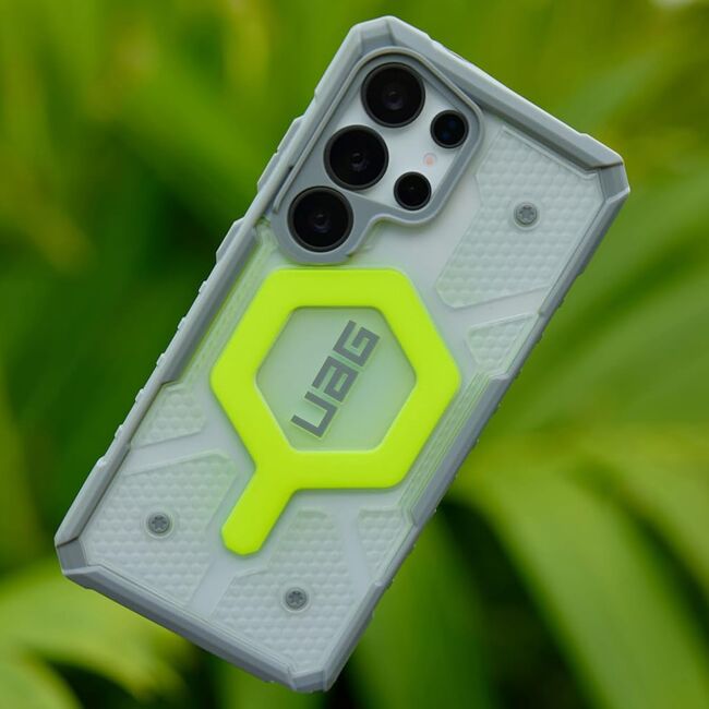 Husa Samsung Galaxy S25 Ultra UAG Pathfinder Clear MagSafe, Active Neon Lanyard