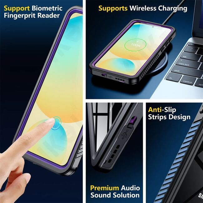 Husa pentru  Samsung Galaxy S23 FE ShockProof Dust-Water Proof IP68 Full Body 360 Protection, negru - transparent