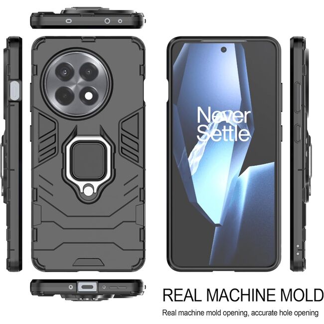 Husa pentru  OnePlus 13R cu inel Ring Armor Kickstand Tough, Negru
