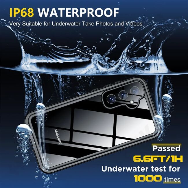 Husa pentru  Samsung Galaxy S25+ ShockProof Dust-Water Proof IP68 Full Body 360 Protection, negru - transparent