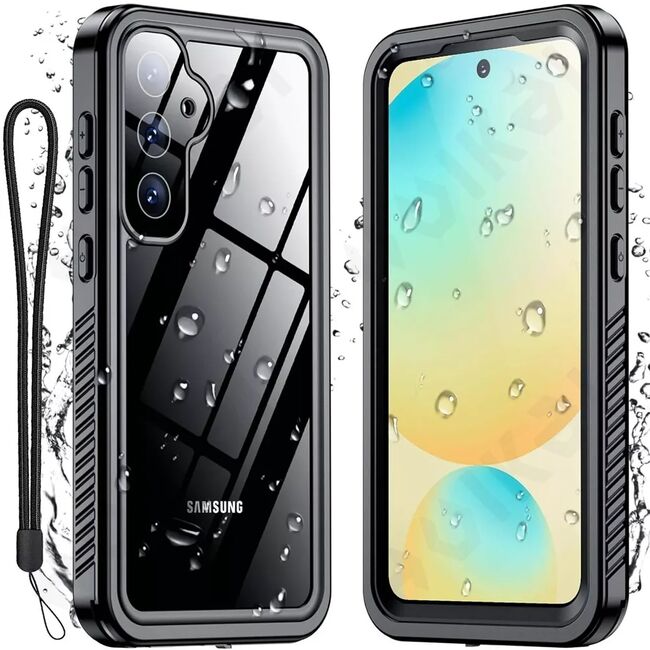 Husa pentru  Samsung Galaxy S25 ShockProof Dust-Water Proof IP68 Full Body 360 Protection, negru - transparent