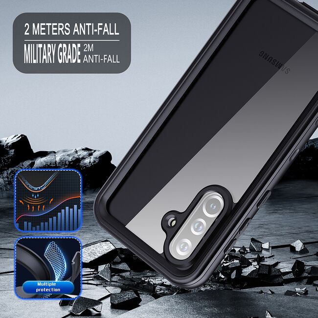 Husa pentru  Samsung Galaxy S25 Ultra ShockProof Dust-Water Proof IP68 Full Body 360 Protection, negru - transparent