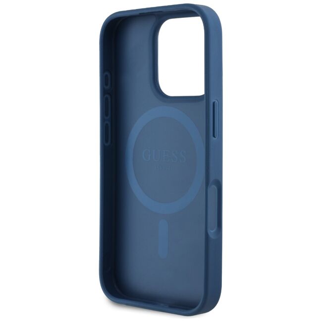 Husa premium pentru  iPhone 16 Pro Max compatibila MagSafe Guess Luxury Series - Albastru