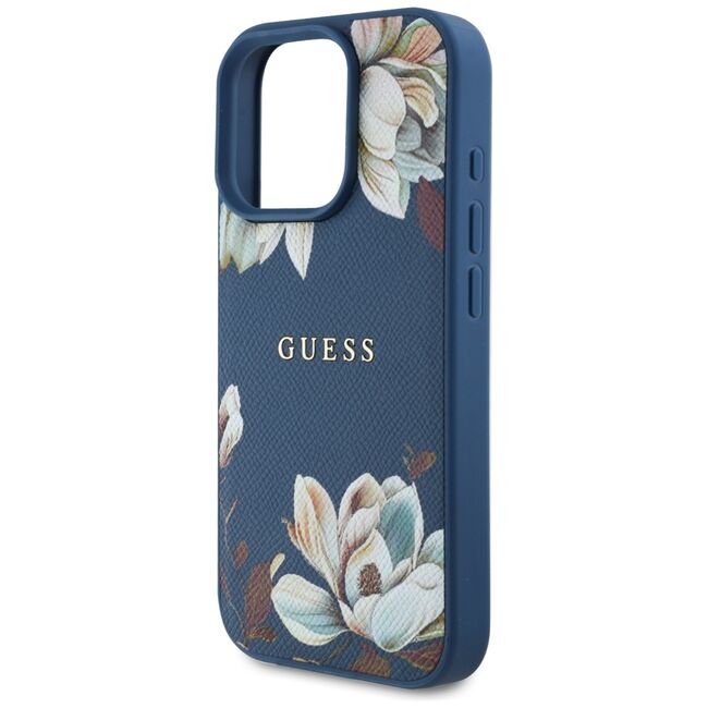 Husa premium pentru  iPhone 16 Pro Max compatibila MagSafe Guess Luxury Series - Albastru