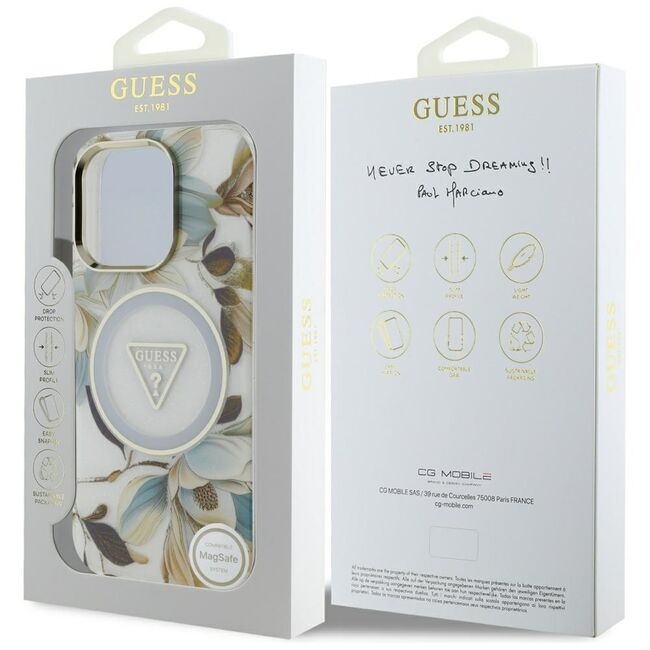 Husa premium pentru  iPhone 16 Pro Max compatibila MagSafe Guess Luxury Series - Bej