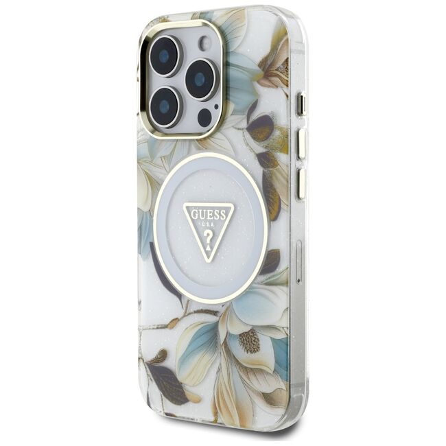 Husa premium pentru  iPhone 16 Pro Max compatibila MagSafe Guess Luxury Series - Bej