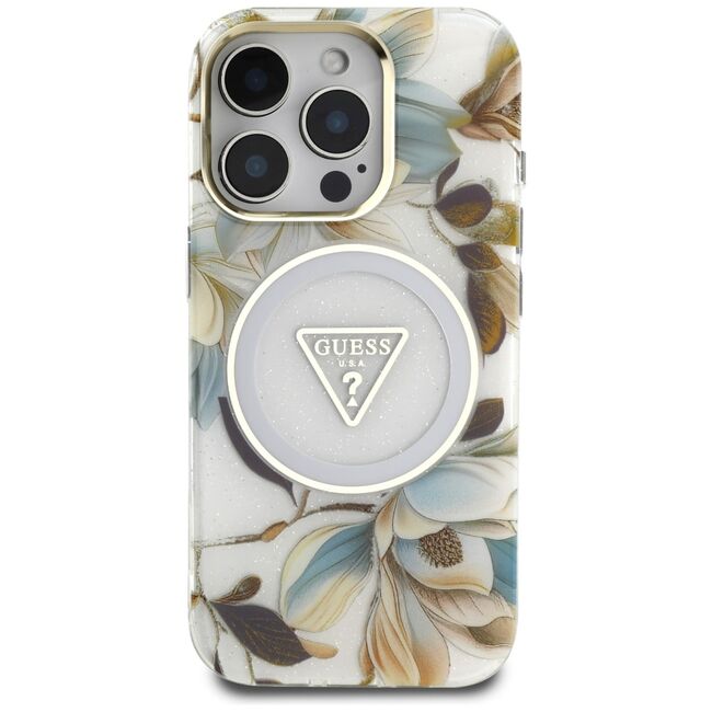 Husa premium pentru  iPhone 16 Pro Max compatibila MagSafe Guess Luxury Series - Bej