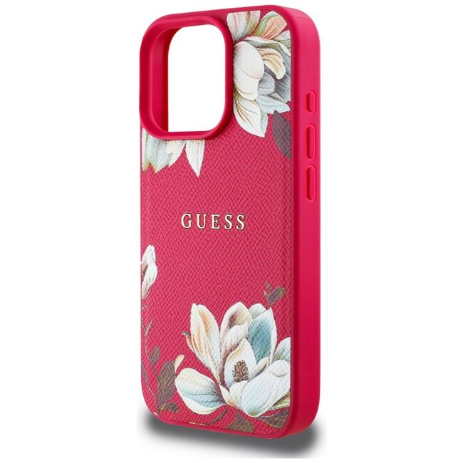 Husa premium pentru  iPhone 16 Pro Max compatibila MagSafe Guess Luxury Series - Fucsia