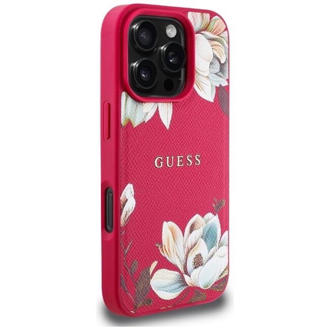 Husa premium pentru  iPhone 16 Pro Max compatibila MagSafe Guess Luxury Series - Fucsia