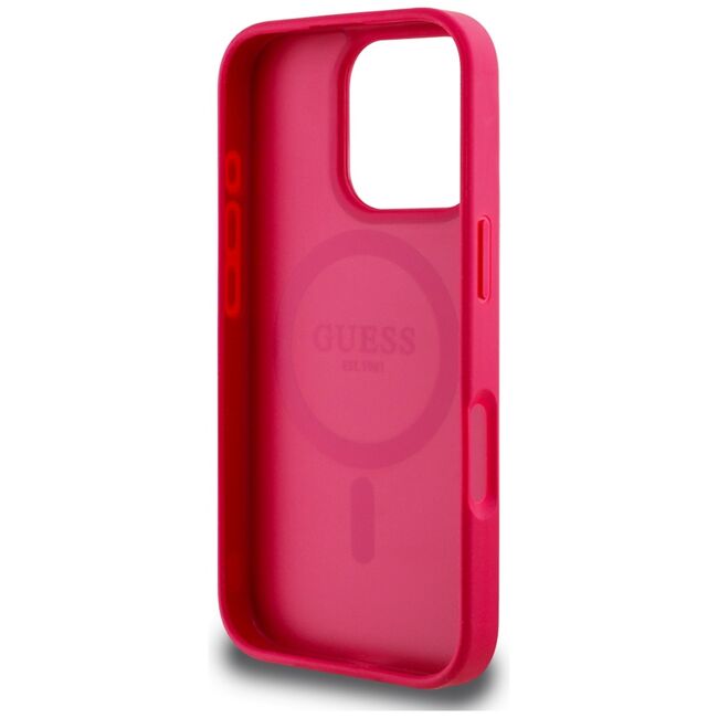Husa premium pentru  iPhone 16 Pro Max compatibila MagSafe Guess Luxury Series - Fucsia