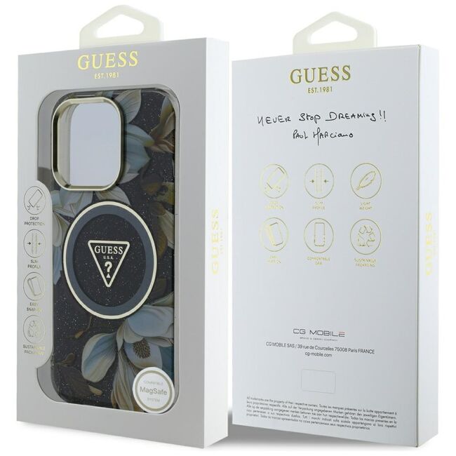Husa premium pentru  iPhone 16 Pro Max compatibila MagSafe Guess Luxury Series - Gri inchis