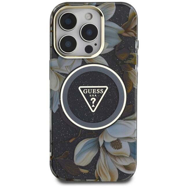 Husa premium pentru  iPhone 16 Pro Max compatibila MagSafe Guess Luxury Series - Gri inchis